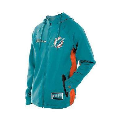 Men's New Era Aqua Miami Dolphins Combine Authentic Raglan Scuba Full-Zip Hoodie