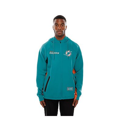 Men's New Era Aqua Miami Dolphins Combine Authentic Raglan Scuba Full-Zip Hoodie