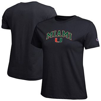 Women's Champion Black Miami Hurricanes Arched Over Logo T-Shirt