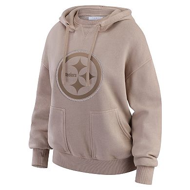 Women's WEAR by Erin Andrews Tan Pittsburgh Steelers Washed Pullover Crewdie