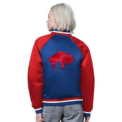 Women's Starter Royal/Red Buffalo Bills Satin Full-Snap Vintage Varsity Jacket