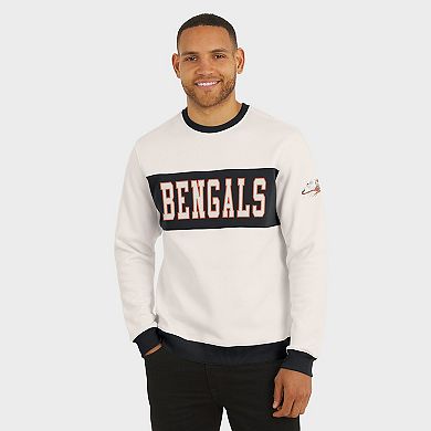 Men's Darius Rucker Collection by Fanatics Cream Cincinnati Bengals Colorblock Pullover Sweatshirt