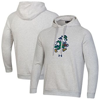 Men's Under Armour Gray Notre Dame Fighting Irish Leprechaun Rival Raglan Fleece Hoodie