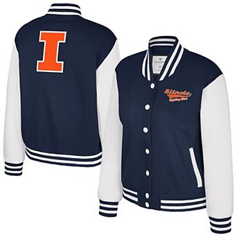 Women's Colosseum Navy Illinois Fighting Illini French Baguette Full Snap Fleece Jacket