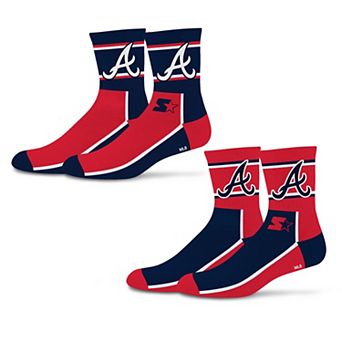 Unisex Starter Navy/Red Atlanta Braves Double Color Block 2-Pack Mid-Crew Socks