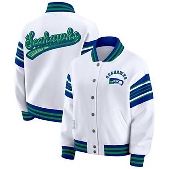 Women's WEAR by Erin Andrews White Seattle Seahawks Plus Size Full-Snap Fleece Sweatshirt Jacket