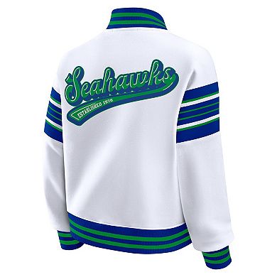 Women's WEAR by Erin Andrews White Seattle Seahawks Plus Size Full-Snap Fleece Sweatshirt Jacket