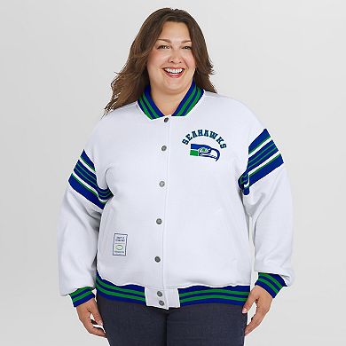 Women's WEAR by Erin Andrews White Seattle Seahawks Plus Size Full-Snap Fleece Sweatshirt Jacket