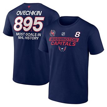 Men's Fanatics Alexander Ovechkin Navy Washington Capitals Most Goals in NHL History T-Shirt