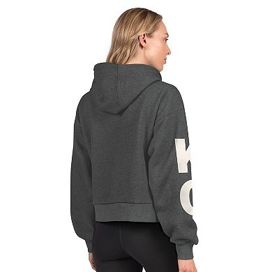 Women's Starter Heather Charcoal Kansas City Chiefs Star Player Cropped Fleece Pullover Hoodie