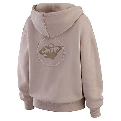 Women's WEAR by Erin Andrews Tan Minnesota Wild Washed Pullover Crewdie