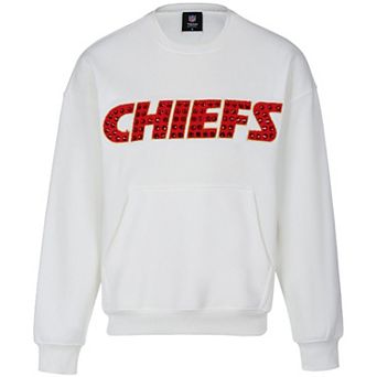 Women's Cuce White Kansas City Chiefs Chenille Jeweled Sweatshirt