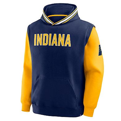 Men's Fanatics Navy/Gold Indiana Pacers Half Court Shot Clock Fastbreak Hoodie
