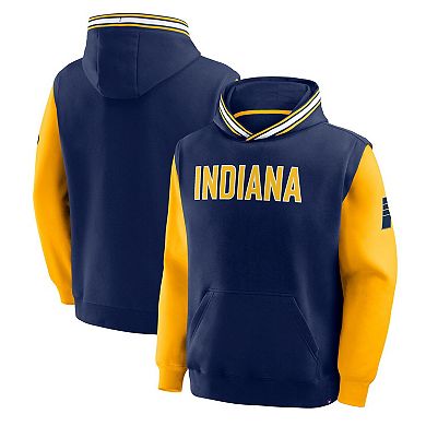 Men's Fanatics Navy/Gold Indiana Pacers Half Court Shot Clock Fastbreak Hoodie