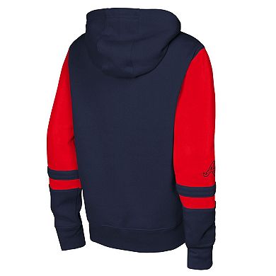 Men's Outerstuff Navy Atlanta Braves Stadium Colorblock Full-Zip Hoodie