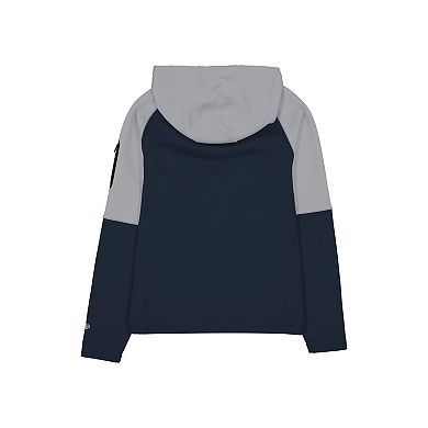Men's New Era Navy Dallas Cowboys Combine Authentic Color Block Raglan Pullover Hoodie