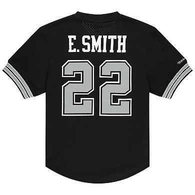Men's Mitchell & Ness Emmitt Smith Black Dallas Cowboys Retired Player Name & Number Mesh Top