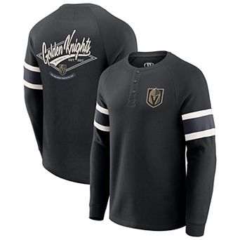 Men's Darius Rucker Collection by Fanatics Black Vegas Golden Knights Waffle-Knit Raglan Long Sleeve Henley T-Shirt