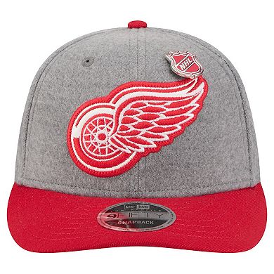 Men's New Era Gray/Red Detroit Red Wings Wool Pin Low Profile 9FIFTY Snapback Hat