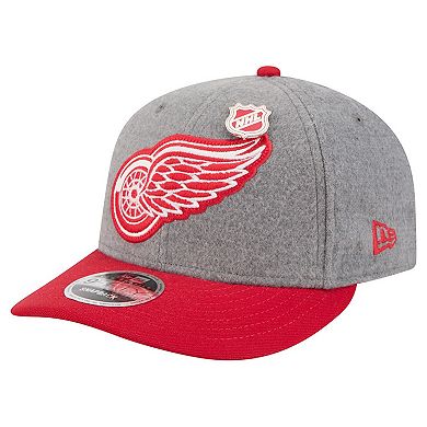 Men's New Era Gray/Red Detroit Red Wings Wool Pin Low Profile 9FIFTY Snapback Hat