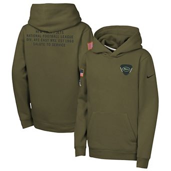 Youth Nike Olive New York Jets 2025 Salute to Service Club Fleece Hoodie