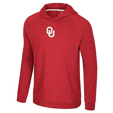 Men's Colosseum Crimson Oklahoma Sooners Back in Business Long Sleeve Raglan Hooded T-Shirt