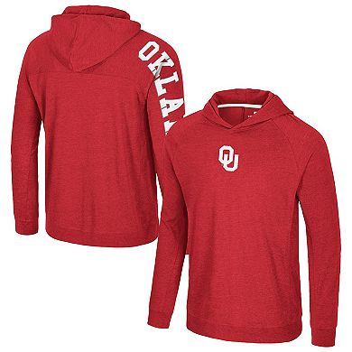 Men's Colosseum Crimson Oklahoma Sooners Back in Business Long Sleeve Raglan Hooded T-Shirt