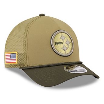 Youth New Era Green/Dark Green Pittsburgh Steelers 2025 Salute to Service 9FORTY A-Frame Adjustable Hat