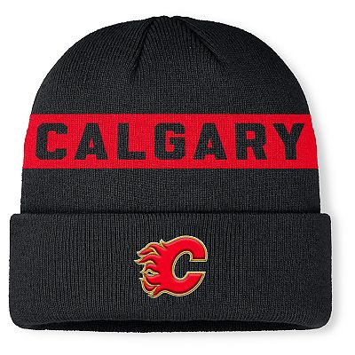 Men's Fanatics Black Calgary Flames Authentic Pro Rink Cuffed Knit Hat