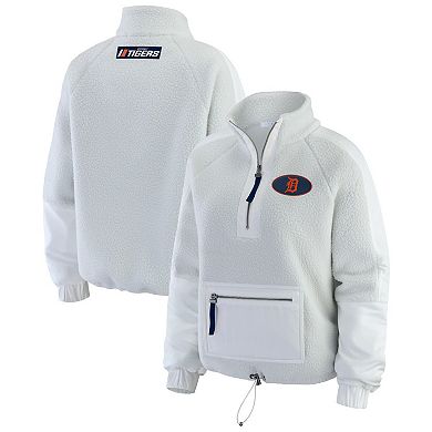 Women's WEAR by Erin Andrews Gray Detroit Tigers Polar Fleece Quarter-Zip Jacket