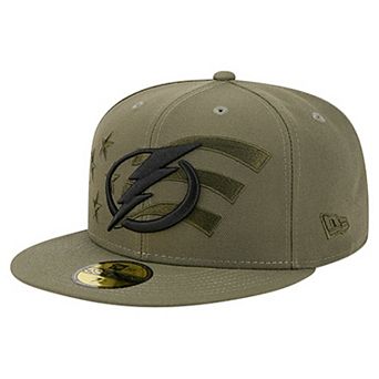 Men's New Era Olive Tampa Bay Lightning Military Appreciation Flag 59FIFTY Fitted Hat