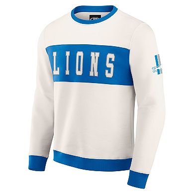 Men's Darius Rucker Collection by Fanatics Cream Detroit Lions Colorblock Pullover Sweatshirt