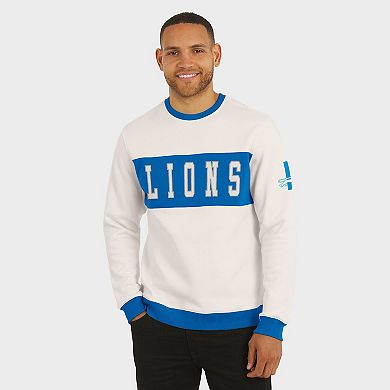 Men's Darius Rucker Collection by Fanatics Cream Detroit Lions Colorblock Pullover Sweatshirt