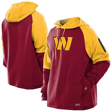 Men's New Era Burgundy Washington Commanders Combine Authentic Color Block Raglan Pullover Hoodie