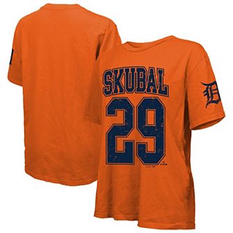 Women's Majestic Threads Tarik Skubal Orange Detroit Tigers Oversized Name & Number T-Shirt