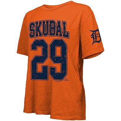 Women's Majestic Threads Tarik Skubal Orange Detroit Tigers Oversized Name & Number T-Shirt