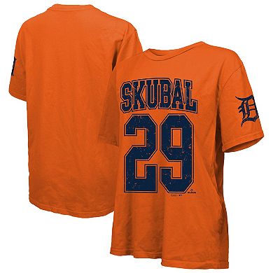 Women's Majestic Threads Tarik Skubal Orange Detroit Tigers Oversized Name & Number T-Shirt