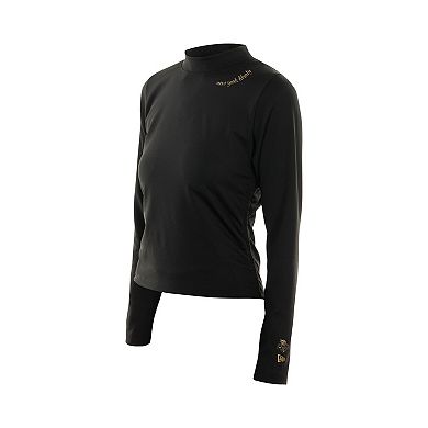 Women's New Era Black New York Liberty Glam Game Mock Neck Long-Sleeve T-Shirt