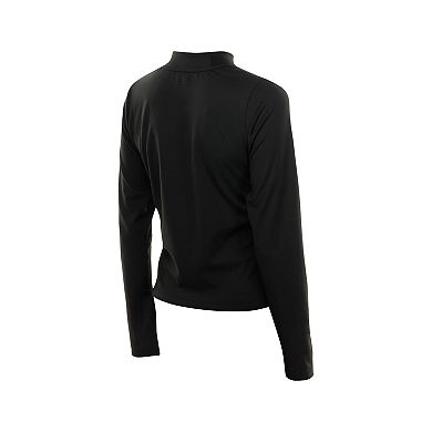 Women's New Era Black New York Liberty Glam Game Mock Neck Long-Sleeve T-Shirt