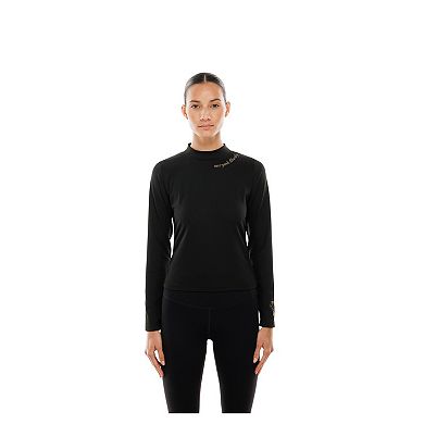 Women's New Era Black New York Liberty Glam Game Mock Neck Long-Sleeve T-Shirt