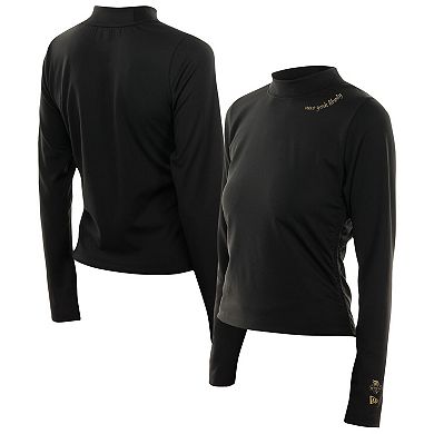 Women's New Era Black New York Liberty Glam Game Mock Neck Long-Sleeve T-Shirt