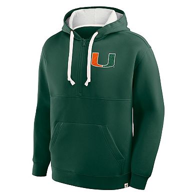 Men's Fanatics Green Miami Hurricanes Hometown Premium Rise And Conquer Half-Zip Hoodie
