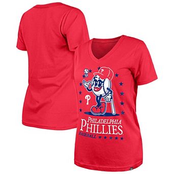 Women's New Era Red Philadelphia Phillies Little Miss 2 V-Neck T-Shirt