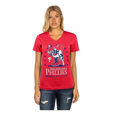 Women's New Era Red Philadelphia Phillies Little Miss 2 V-Neck T-Shirt
