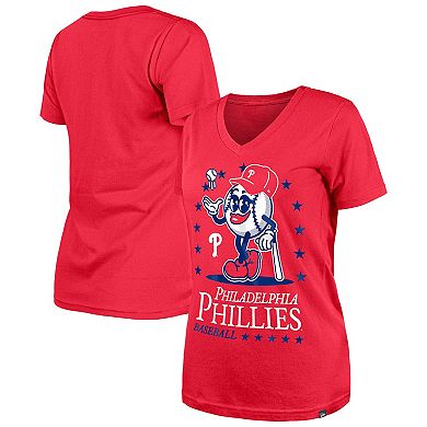 Women's New Era Red Philadelphia Phillies Little Miss 2 V-Neck T-Shirt