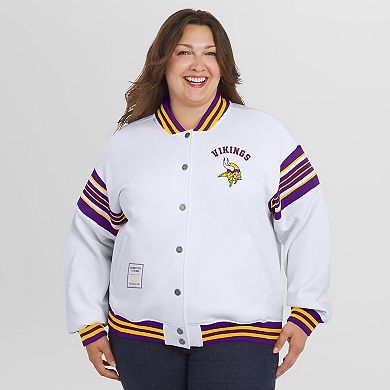 Women's WEAR by Erin Andrews White Minnesota Vikings Plus Size Full-Snap Fleece Sweatshirt Jacket