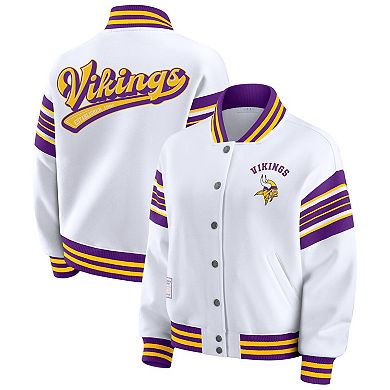 Women's WEAR by Erin Andrews White Minnesota Vikings Plus Size Full-Snap Fleece Sweatshirt Jacket