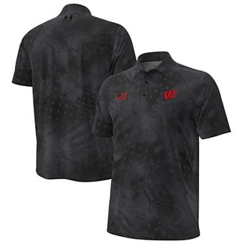 Men's Under Armour Black Wisconsin Badgers Freedom Collection ArmourFuse Polo