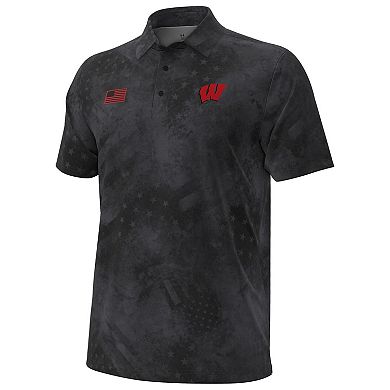 Men's Under Armour Black Wisconsin Badgers Freedom Collection ArmourFuse Polo