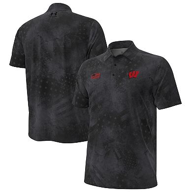 Men's Under Armour Black Wisconsin Badgers Freedom Collection ArmourFuse Polo